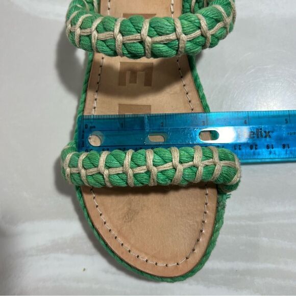 Manebi Espadrilles Slip On GreenTextile Tan Leather Flat Women’s Sandals Sz 8 - Picture 9 of 11